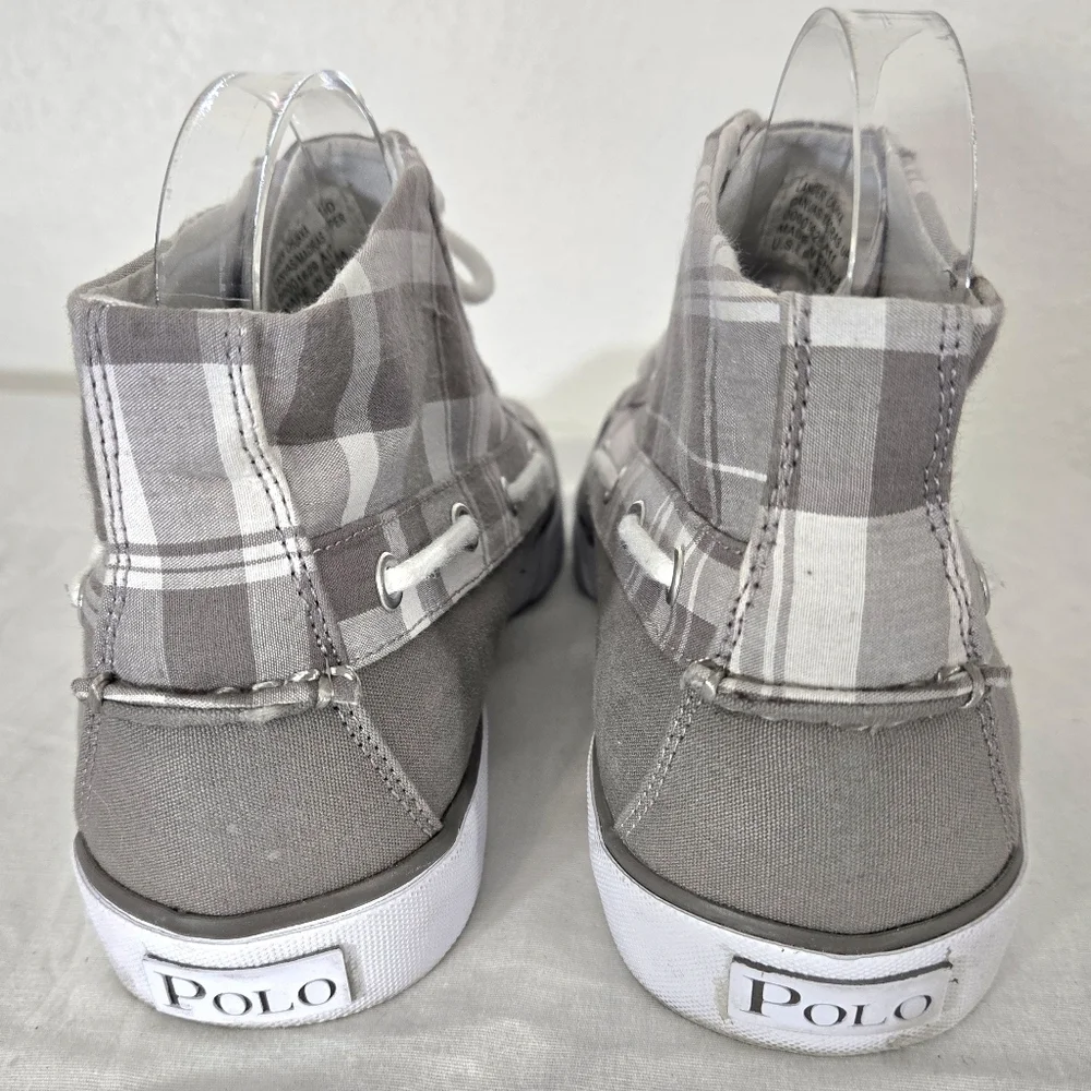 Polo Ralph Lauren Men's Lander Chukka Gray/Gray Plaid Canvas Boots Shoes, 10 D